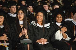 HFU students sitting during commencement ceremony